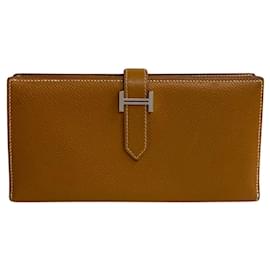 Hermès-Hermes Leather Bearn Soufflet Wallet  Leather Long Wallet in Good condition-Other