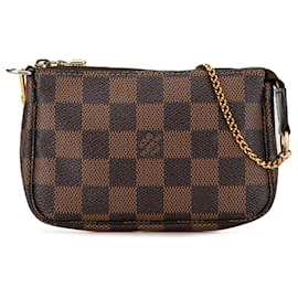 Louis Vuitton-Louis Vuitton Brown Damier Ebene Mini Pochette Accessoires-Castaño