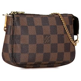 Louis Vuitton-Louis Vuitton Brown Damier Ebene Mini Pochette Accessoires-Castaño