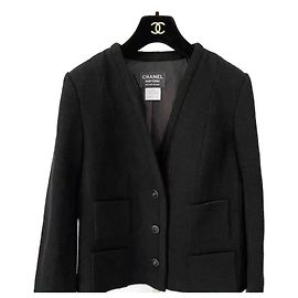 Chaqueta de uniforme de lana de Chanel Negro