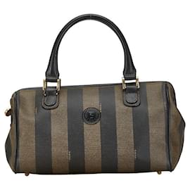 Fendi-Fendi Pequin Canvas Mini Boston Bag Sac à main en toile 259022 en bon état-Autre