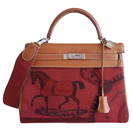 Hermès-Hermes Kelly 32 bag in Amazone color.-Beige,Dark red