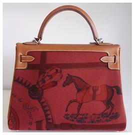 Hermès-Hermes Kelly 32 bag in Amazone color.-Beige,Dark red