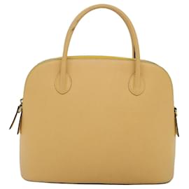 Céline-CELINE Hand Bag Leather 2way Yellow Auth bs14695-Yellow
