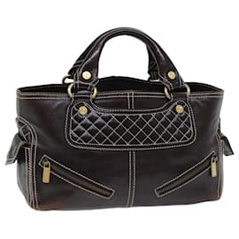 Céline-CELINE Hand Bag Leather Brown Auth 74692-Brown