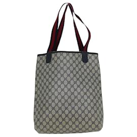 Gucci-GUCCI GG Supreme Sherry Line Tote Bag PCVLeather Red Navy 120 02 003 auth 76588-Red,Navy blue