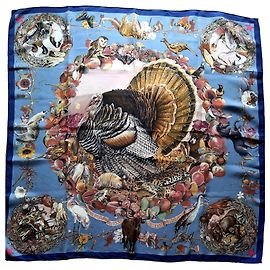 Lenço de seda Hermès intitulado "Fauna e Flora do Texas" por Olivier Kermit Multicor