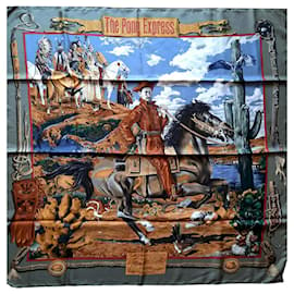 Hermès-Hermès Foulard/Carré titré "Pony Express" par Olivier Kermit-Multicolore