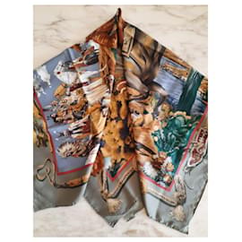 Hermès-Hermès scarf titled "Pony Express" by Olivier Kermit-Multiple colors
