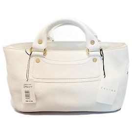Mala de mão Céline em couro granulado branco Branco