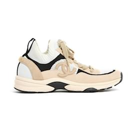 Chanel-Chanel Sneakers EU39 Beige Nude Suede UK6 US8.5-Beige