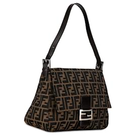 Fendi-Sac à bandoulière Mamma Forever en toile marron Fendi Zucca-Marron