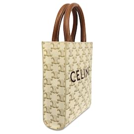 Céline-Cream Celine Mini Triomphe Vertical Cabas Satchel-Cream