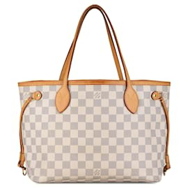 Louis Vuitton-Sac cabas blanc Louis Vuitton Damier Azur Neverfull PM-Blanc