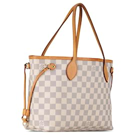 Louis Vuitton-Sac cabas blanc Louis Vuitton Damier Azur Neverfull PM-Blanc