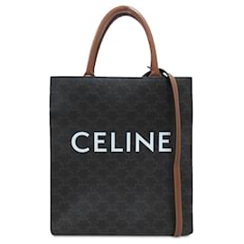 Céline-Black Celine Small Triomphe Cabas Vertical Tote Satchel-Black
