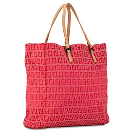 Fendi-Pink Fendi Zucchino Canvas Tote-Pink