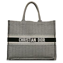 Dior-Black Dior Large Houndstooth Book Tote-Black