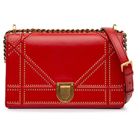 Dior-Red Dior Medium Studded Diorama Crossbody Bag-Red