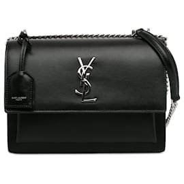 Saint Laurent-Black Saint Laurent Medium Monogram Sunset Crossbody-Black