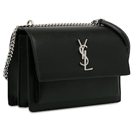 Saint Laurent-Black Saint Laurent Medium Monogram Sunset Crossbody-Black