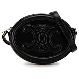 Céline-Black Celine Cuir Triomphe Oval Crossbody-Black