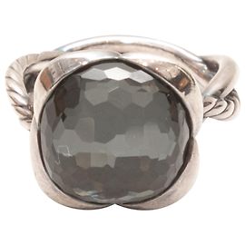 Anello da cocktail in argento sterling David Yurman con onice nero. Misura 7 Argento