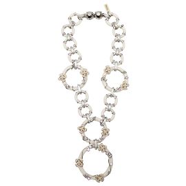 Colar Prada com anel de vedação floral embelezado com cristal branco Prada Branco