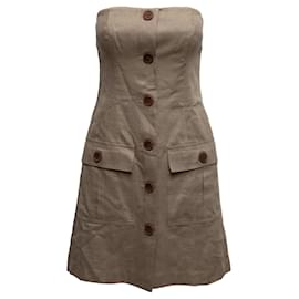 Michael Kors-Vintage Beige Michael Kors Strapless Linen Dress Size US S-Beige