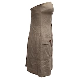 Michael Kors-Vintage Beige Michael Kors Strapless Linen Dress Size US S-Beige