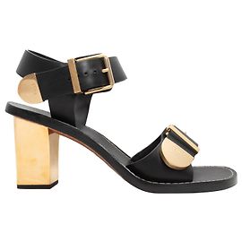 Chloé Black & Gold Chloe Buckle Heeled Sandals Size 39.5 Black