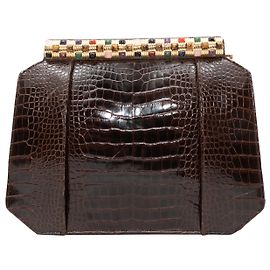 Pochette en alligator marron Judith Leiber Marron