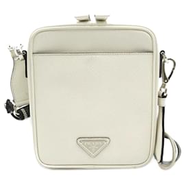 Prada-White Prada Saffiano Crossbody-White