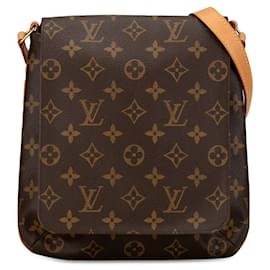 Louis Vuitton-Bolso de hombro con correa corta Louis Vuitton Monogram Musette Salsa marrón-Castaño