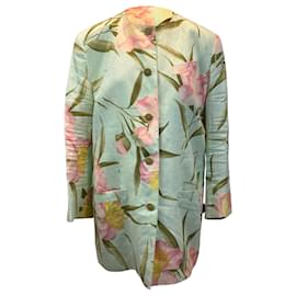 Céline-Vintage Seafoam & Multicolor Celine Floral Print Jacket Size US XL-Multiple colors