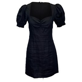 Minivestido de lino negro Reformation Talla EE. UU. 6 Negro