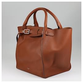 Céline-CELINE Smooth Calfskin Small Big Bag 2way Handbag in Tan-Brown