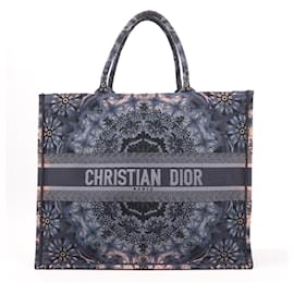 Dior-Christian Dior Large Kaleidiorscopic Book Tote Handbag in Navy Blue-Blue