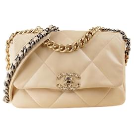Chanel-19 Small Flap Bag-Beige