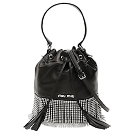 Miu Miu-Sac Miu Miu à franges en cristal-Noir