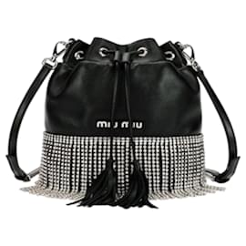 Miu Miu-Sac Miu Miu à franges en cristal-Noir