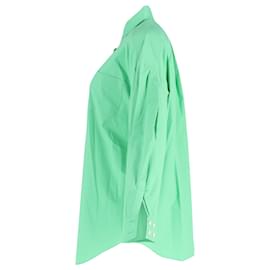 Autre Marque-The Frankie Shop Women's Long Sleeve Button-Up Shirt in Green Cotton -Green