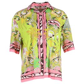 Camicia a maniche corte con stampa tropicale Nairobi Emilio Pucci in seta verde e rosa Altro