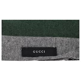 Gucci-Gucci Striped Crook Scarf in Gray Wool-Grey