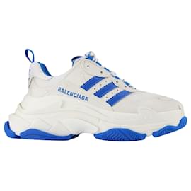 Balenciaga-Triple S ""A"" Sneakers - Balenciaga - White/Blue-Blue