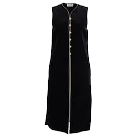 Saint Laurent-Saint Laurent Fall 1976 Russian Collection Tunic Caftan Vest Dress in Black Velvet -Black