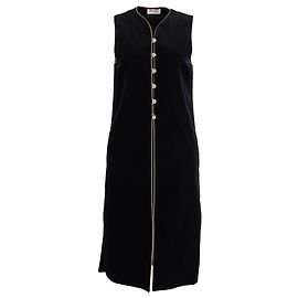 Saint Laurent Saint-Laurent-Fall 1976 Russian Collection Tunika-Kaftan-Westenkleid aus schwarzem Samt Schwarz