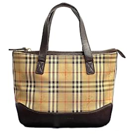 Burberry-Burberry Haymarket Check Handbag Canvas Handbag in Very Good Condition-Other