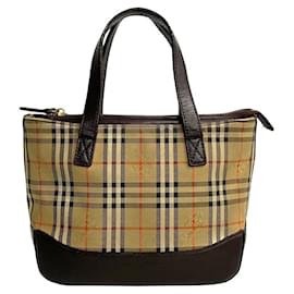 Burberry-Burberry Haymarket Check Handbag Canvas Handbag in Very Good Condition-Other