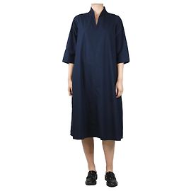 Autre Marque Robe midi en coton bleu marine - taille M Bleu Marine